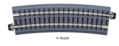 Tillig 83781 - Bettungsgleis braun, BR 32: Gebogenes Gleis, R 396 mm/15°, braun (TT, H0m)